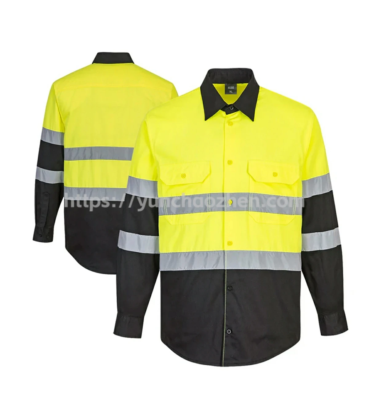 HiVis Black Bottom Long Sleeve with Button Workwear