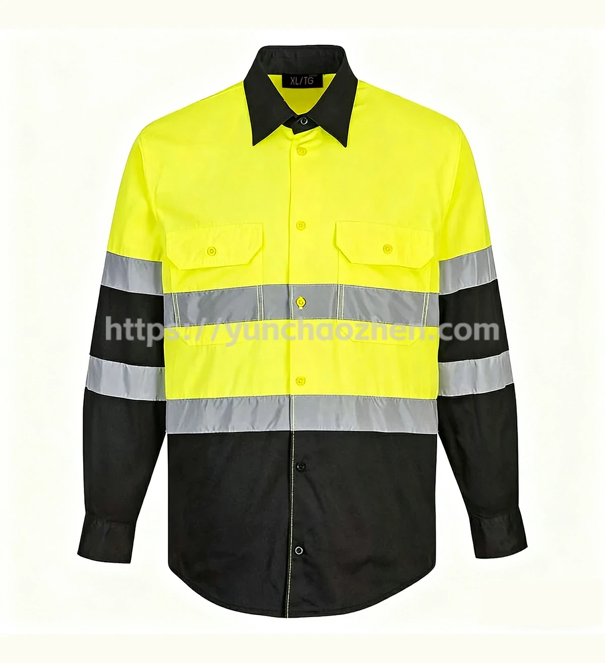 HiVis Black Bottom Long Sleeve with Button Workwear2