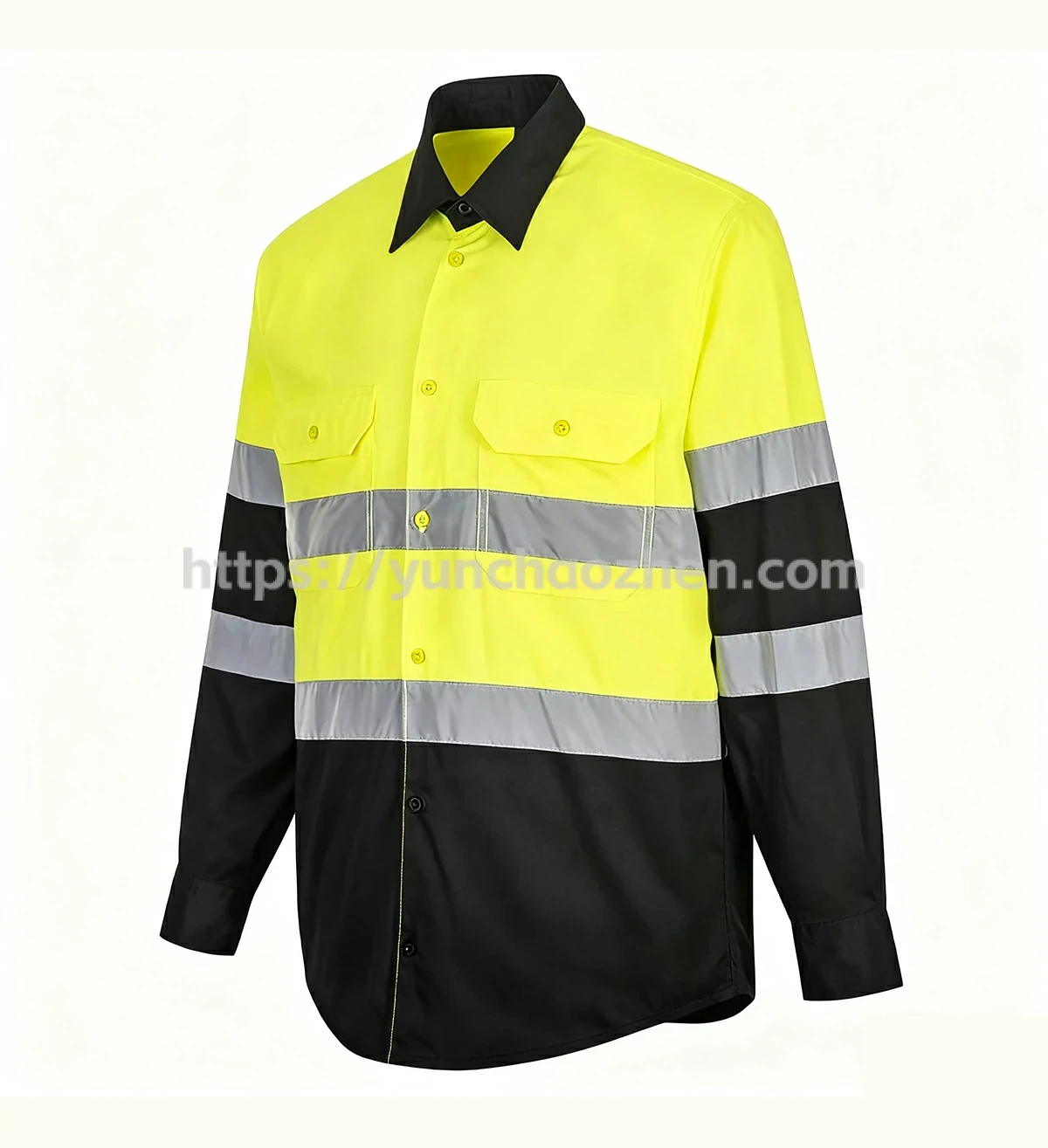 HiVis Black Bottom Long Sleeve with Button Workwear3