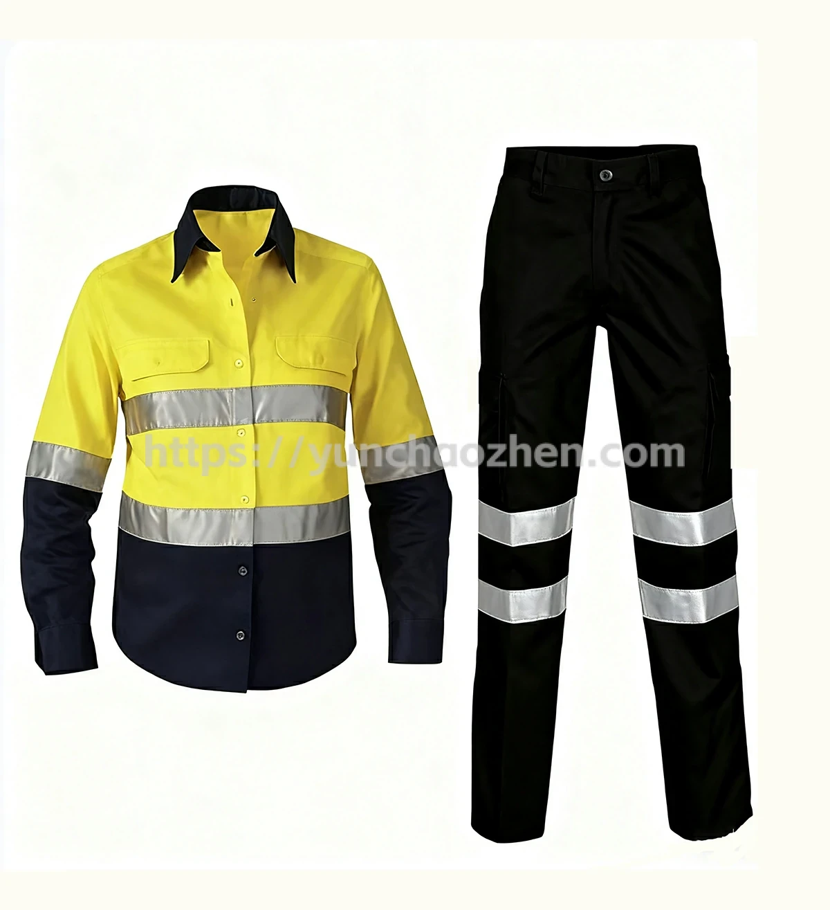 HiVis Black Bottom Long Sleeve with Button Workwear6