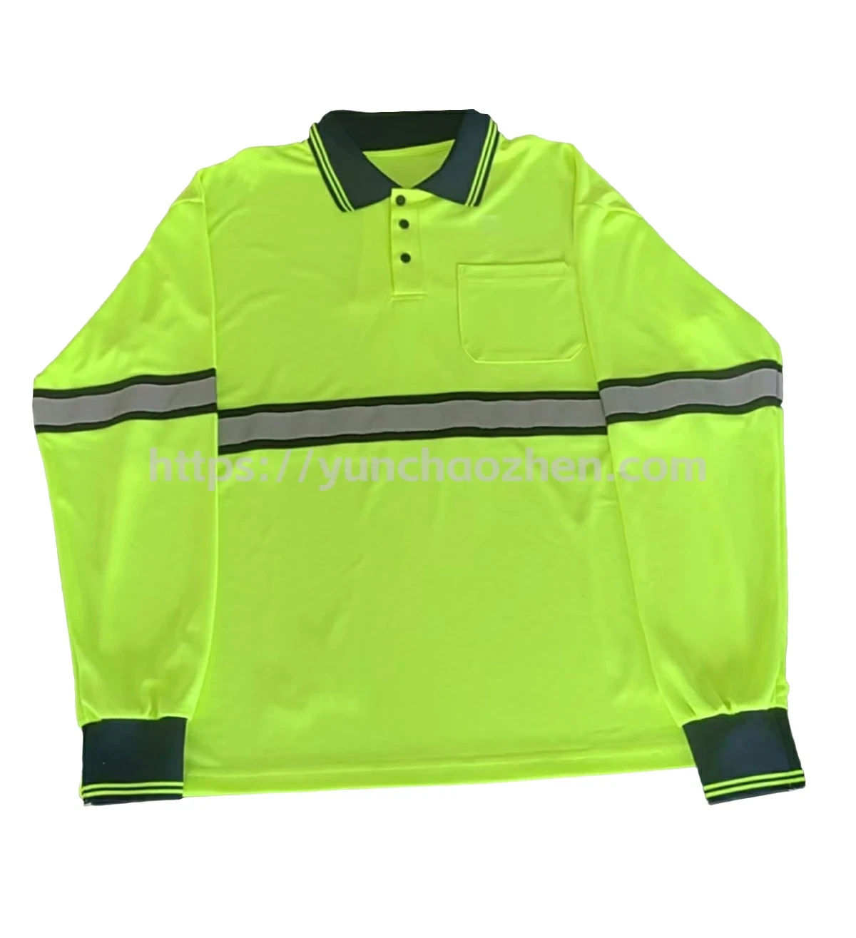 Class3 Contrast black backing HiVis Long Sleeve Polo Safety Shirt