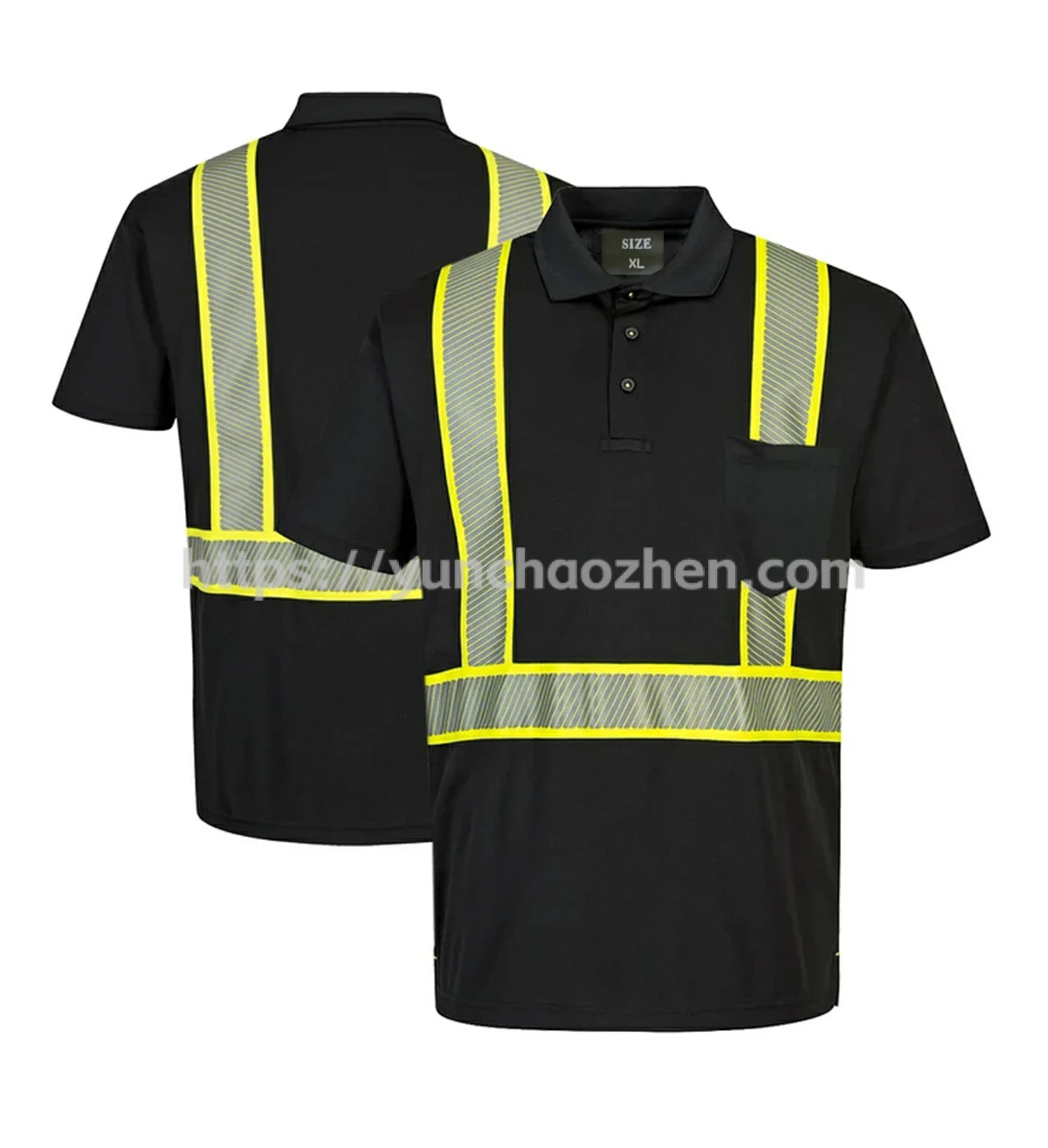Enhanced Visibility Contrast yellow backing Polo Shirt