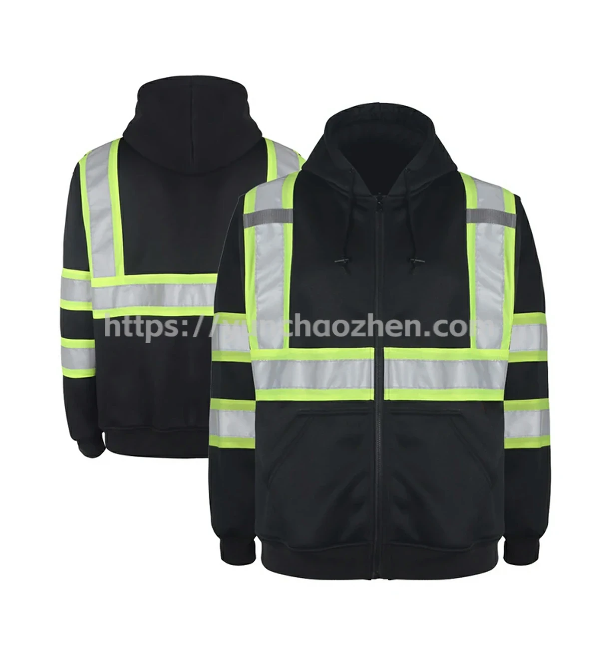 Enhanced Visibility Full-Zip Hoodie Sweatshirt