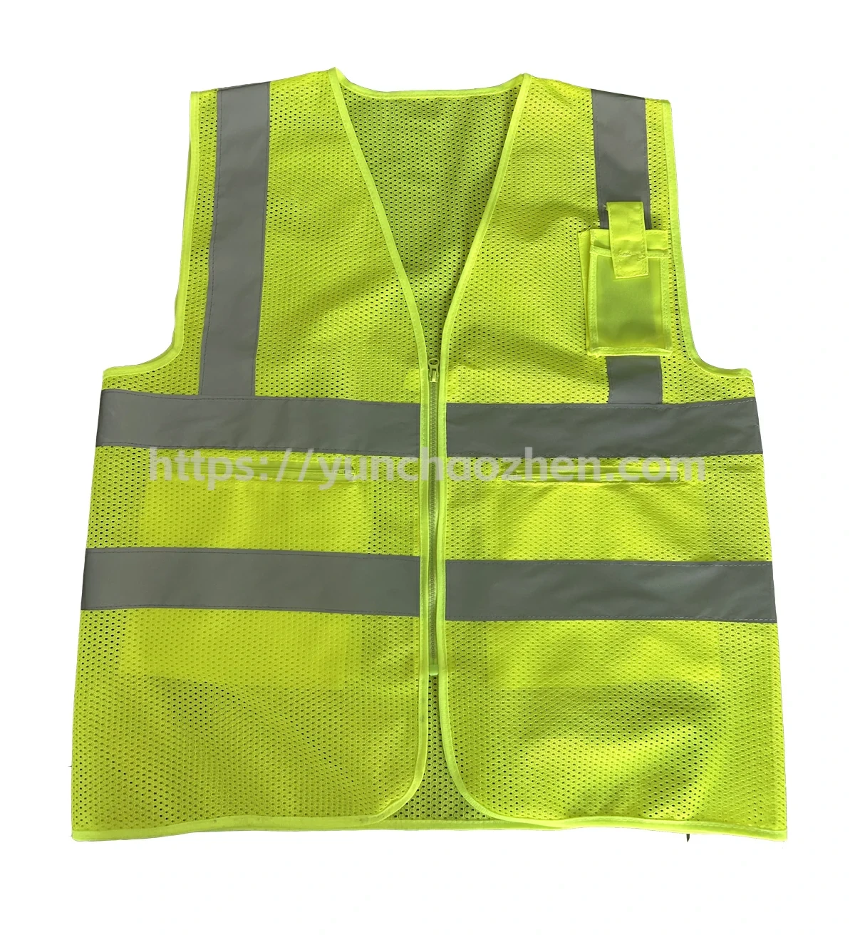 Enhanced Breathability Safety Vest With Hidden Pockets And Colorful Zipper